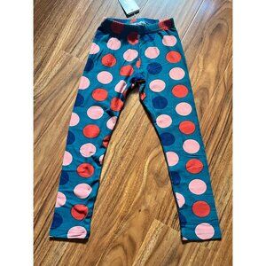 NWT Dot Dot Smile Leggings Mod Large Polka Dots Dark Teal 3/4, 8/10